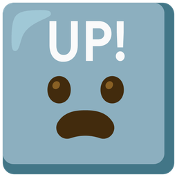 Frowning face with open mouth and UP! button