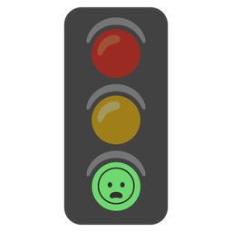 Frowning face with open mouth and Vertical traffic light