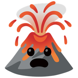 Frowning face with open mouth and Volcano