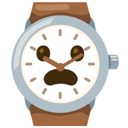 Frowning face with open mouth and Watch