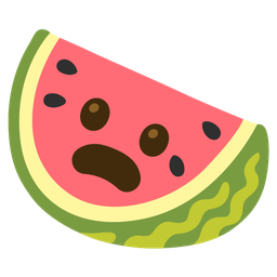 Frowning face with open mouth and Watermelon