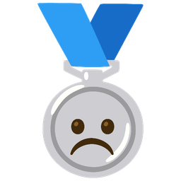 frowning face and 2nd place medal