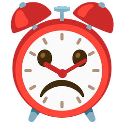 Frowning face and Alarm clock