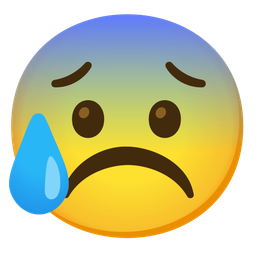 Frowning face and Anxious face with sweat
