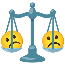 Frowning face and Balance scale