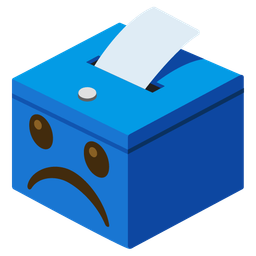 Frowning face and Ballot box with ballot