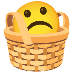 frowning face and basket