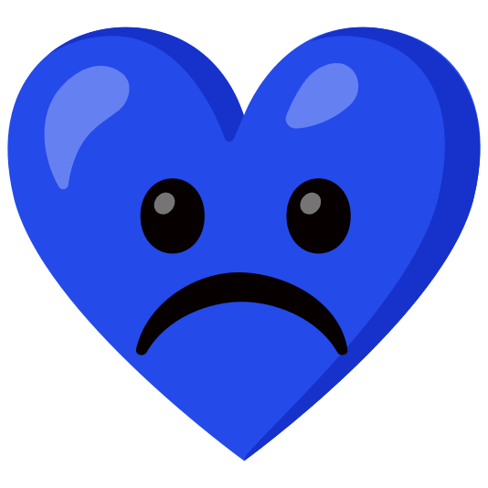 Frowning face and Blue heart