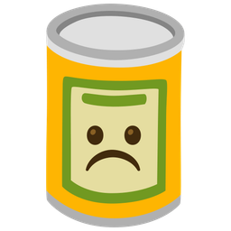 Frowning face and Canned food