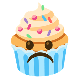 Frowning face and Cupcake