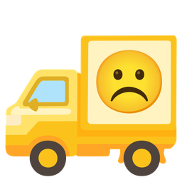 Frowning face and Delivery truck