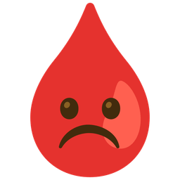 Frowning face and Drop of blood