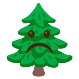 Frowning face and Evergreen tree