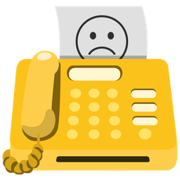 Frowning face and Fax machine