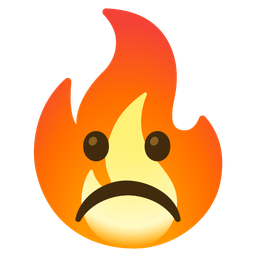 Frowning face and Fire