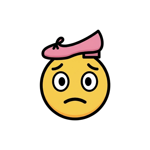 Frowning face and Flat shoe