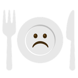 Frowning face and Fork and knife with plate
