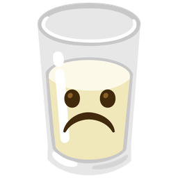frowning face and glass of milk