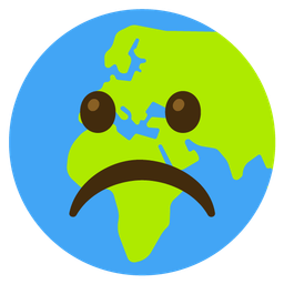 Frowning face and Globe showing Europe-Africa