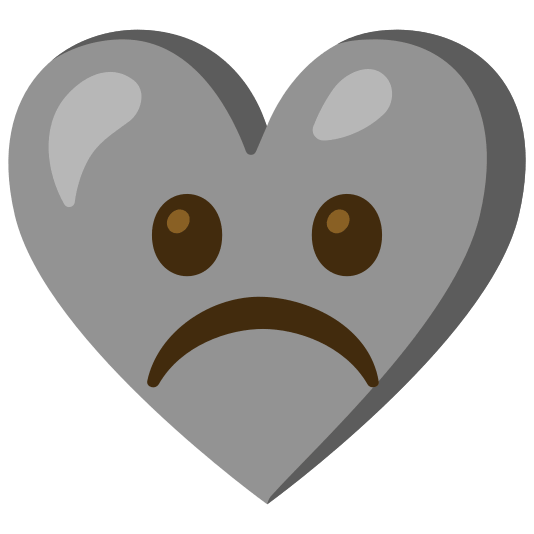 Frowning face and Grey heart
