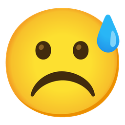 Frowning face and Grinning face with sweat