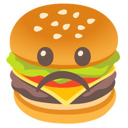 Frowning face and Hamburger