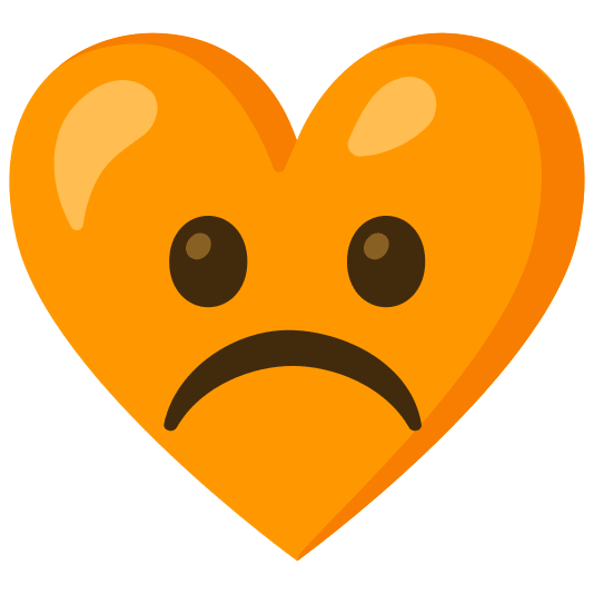 Frowning face and Orange heart