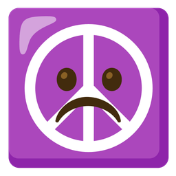 frowning face and peace symbol