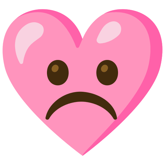 Frowning face and Pink heart