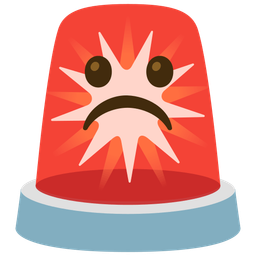 Frowning face and Police car light