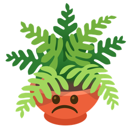 frowning face and potted plant