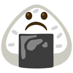 Frowning face and Rice ball