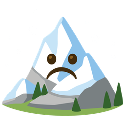 Frowning face and Snow-capped mountain