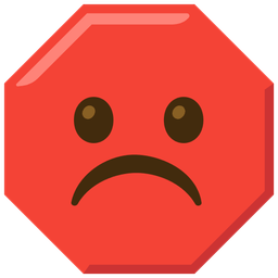 Frowning face and Stop sign