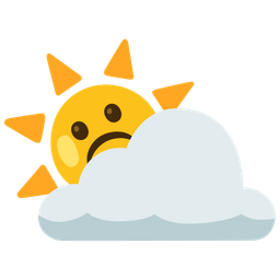 Frowning face and Sun behind cloud