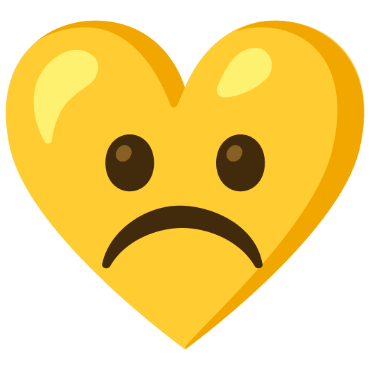 Frowning face and Yellow heart