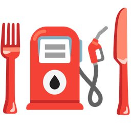 fuel pump and fork and knife with plate