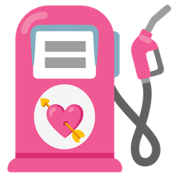 fuel pump and heart with arrow