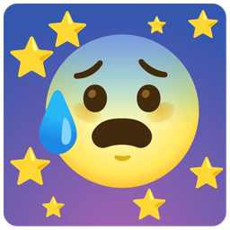 full moon face and anxious face with sweat