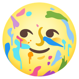 full moon face and artist palette