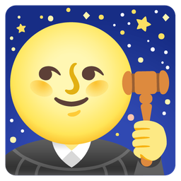 full moon face and balance scale