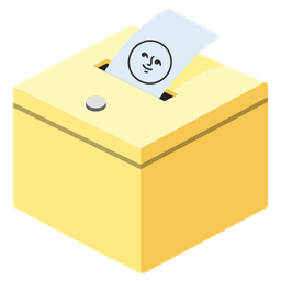 full moon face and ballot box with ballot