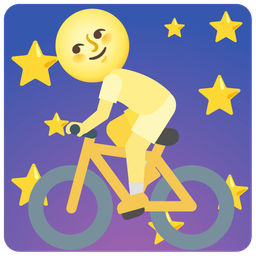 full moon face and bicycle