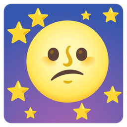 full moon face and confused face