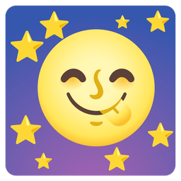 Full moon face and Face savoring food