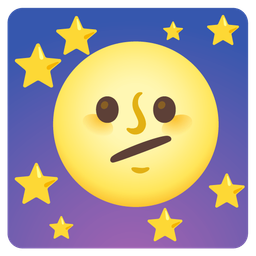 full moon face and face with diagonal mouth