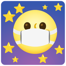 full moon face and face with medical mask