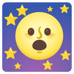 full moon face and face with open mouth