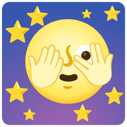 full moon face and face with peeking eye