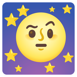 full moon face and face with raised eyebrow